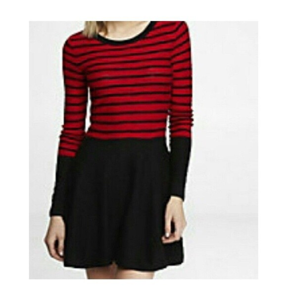 Express Black And Red Striped Sweater Dress. Size Medium - Picture 1 of 10
